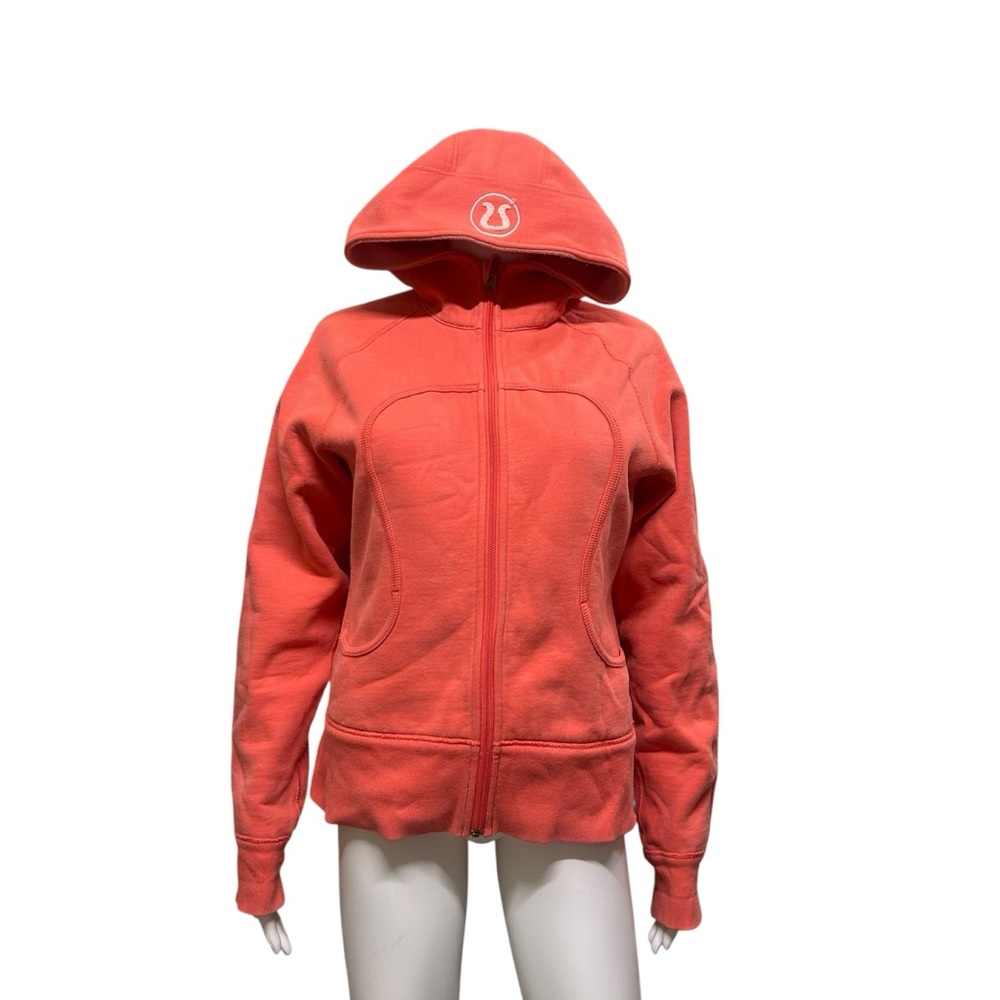 Old Lululemon Faded Orange Thick Hoodie Jacket Size S
